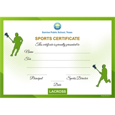 School Sports Award Certificate Lacrosse A4 Size | Use on Laser Printer